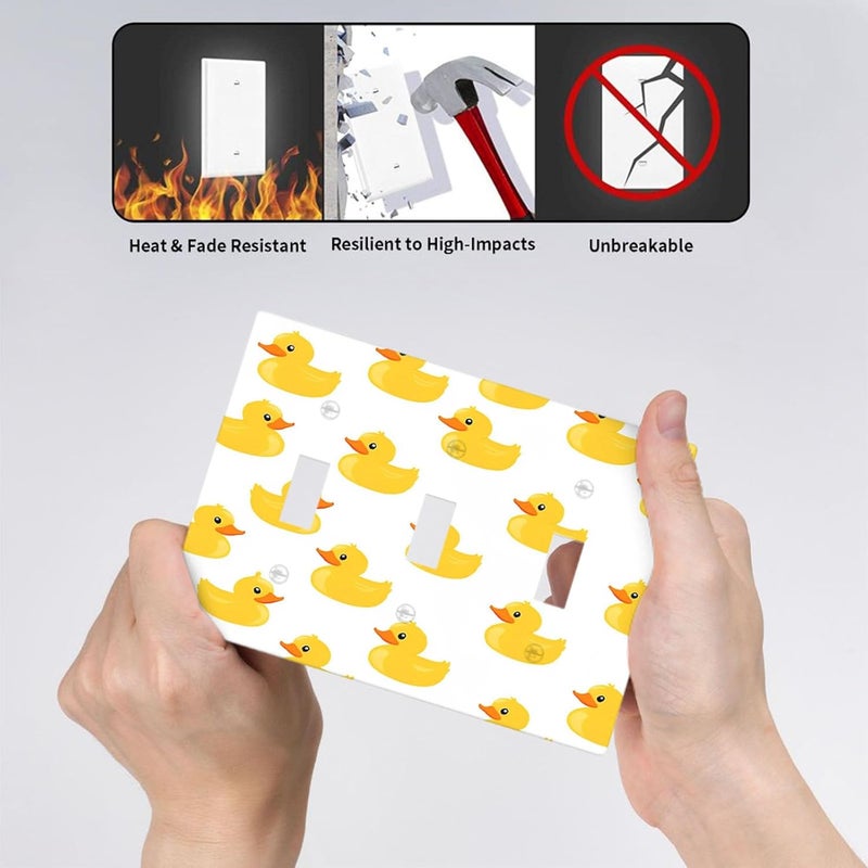 Moslion Duck Toy Triple Toggle Wall Plate Covers Cute Animal Shower Ducks 3-Gang Switch Plug Protector Face-Plate Home Decor Bedroom Bathroom - Image 3